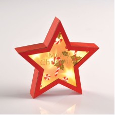 WOODEN RED STAR 6 MINI LED ΛΑΜΠΑΚΙΑ ΜΠΑΤΑΡΙΑΣ ΘΕΡΜΟ ΛΕΥΚΟ IP20 23x5x22cm | Aca | X06611221